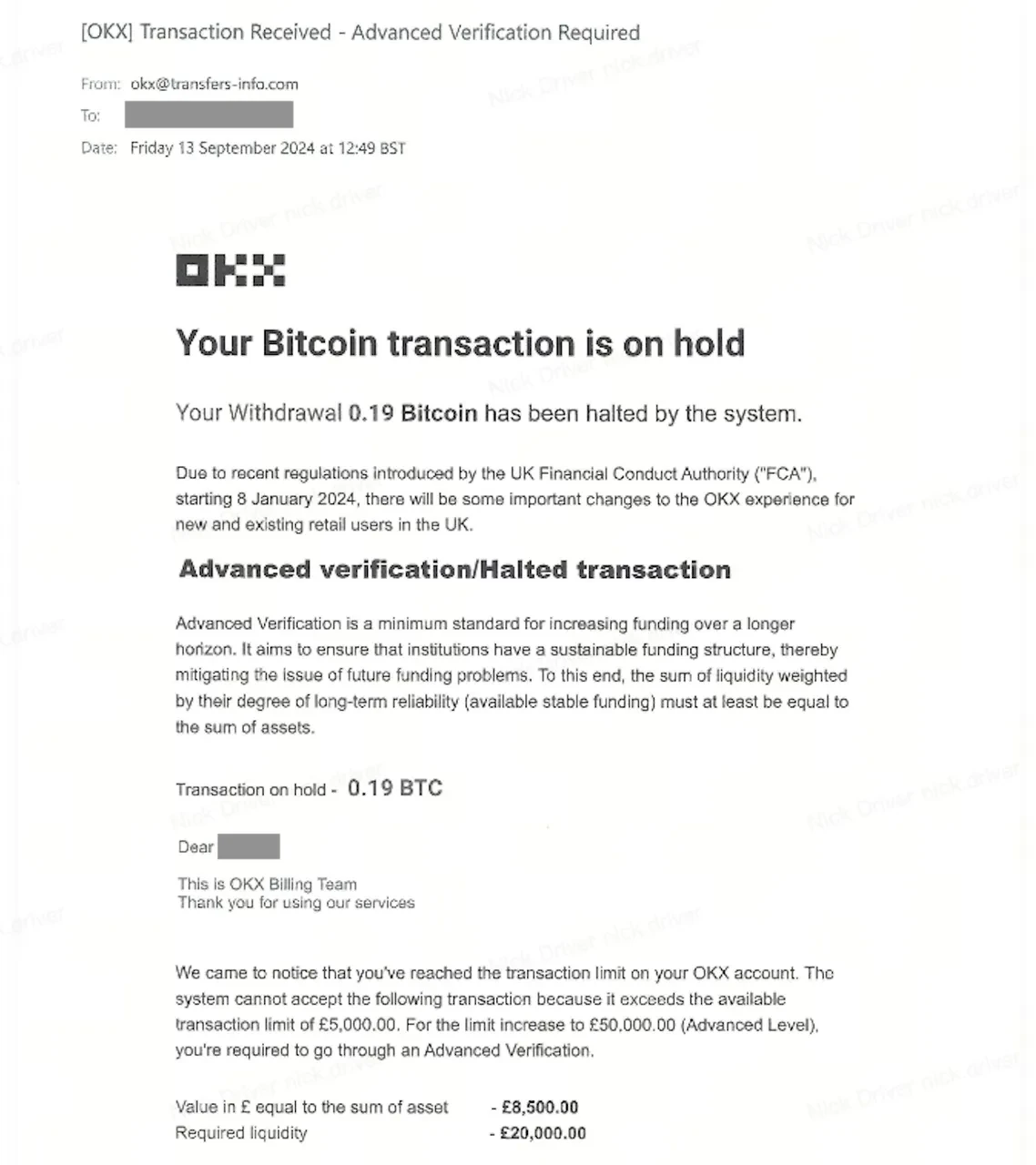 Impersonation scam example 2.0