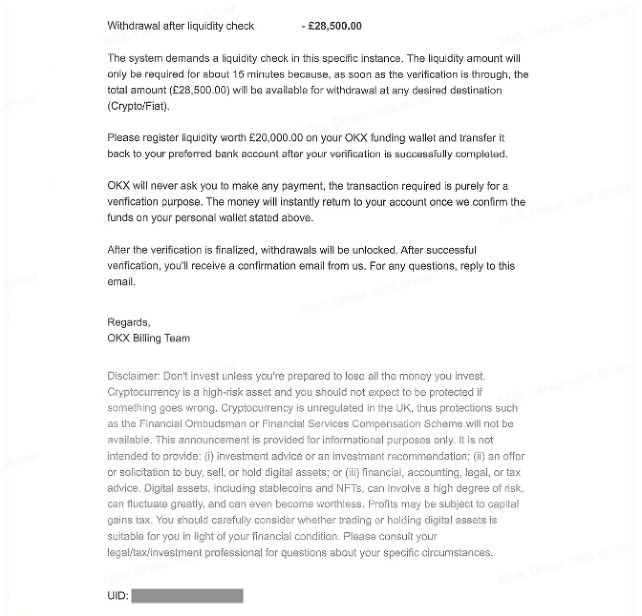 Impersonation scam example 2.1